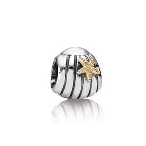 Pandora Retired Sea Shell 14k Gold Two Toned Charm Authentic ALE Sterling Silver